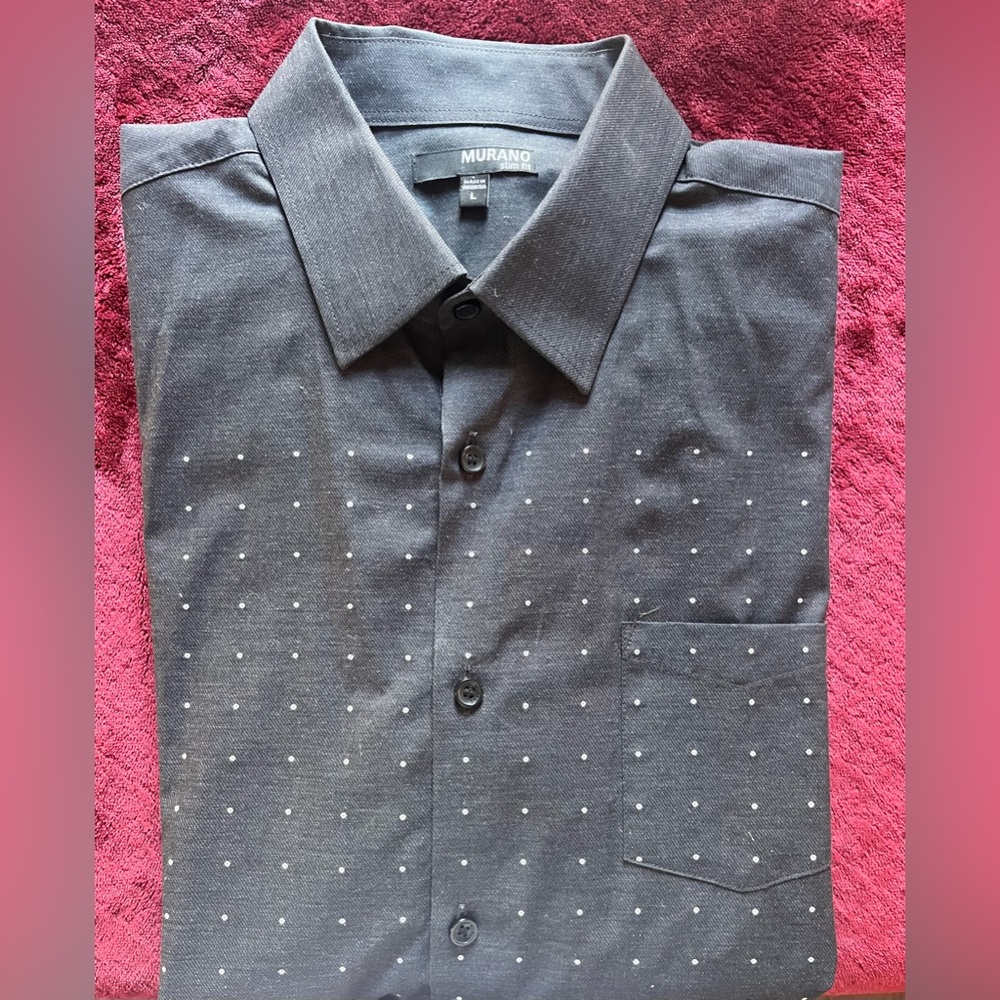Murano Charcoal Button-Down Shirt with Subtle Dots